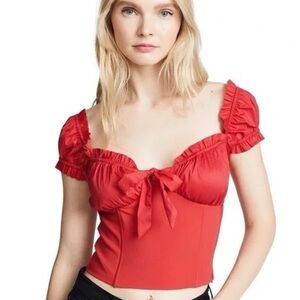 I.AM.GIA Red Ruffled Top